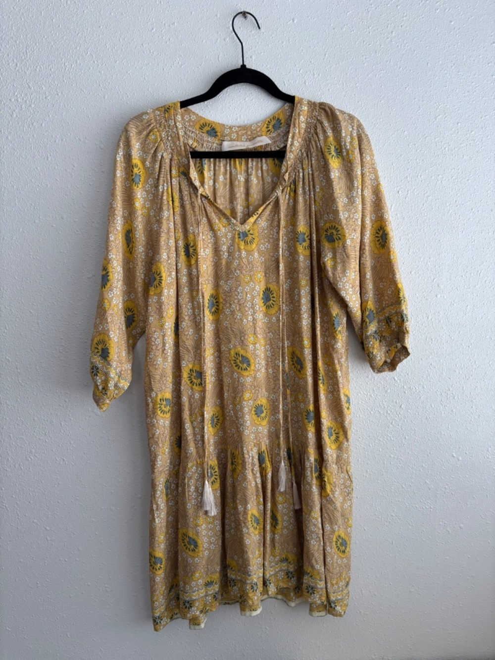 Natalie Martin Stevie Long Sleeve Mini Dress in Yellow Vintage Floral